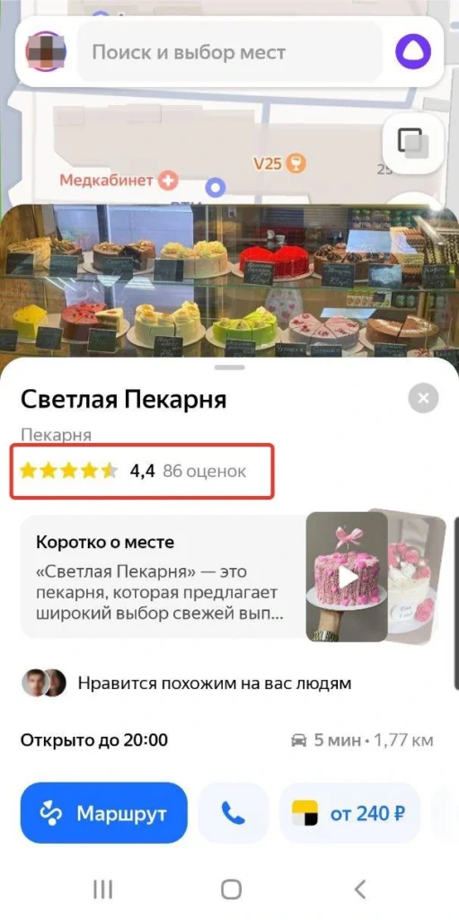 Скриншот рейтинг компании Яндекс Карты
