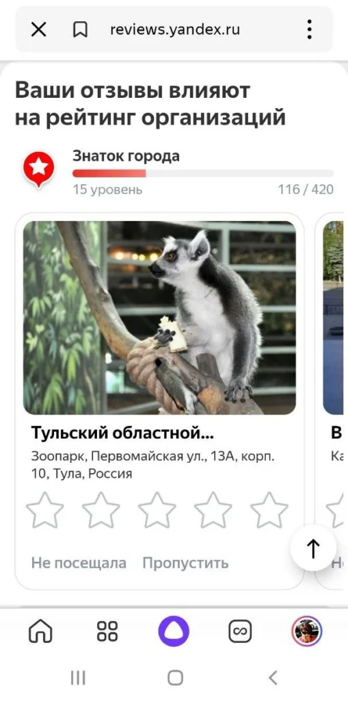 Скриншот приглашение оценить компанию Яндекс